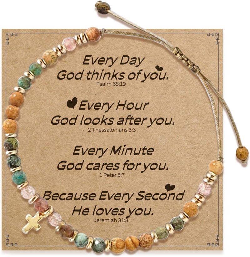 Pavolini Christian Gifts for Women, Cross Bracelet, Christian Gifts, Inspirational Gifts for Women, Natural Stone Bracelets, Religious Gifts for Woman - Image 1